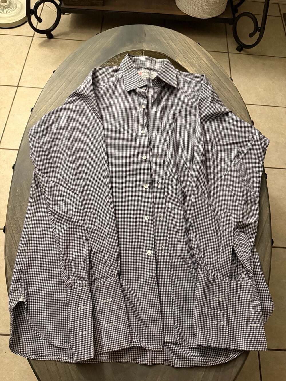 Turnbull & Asser Navy and White Gingham Check Dress Shirt